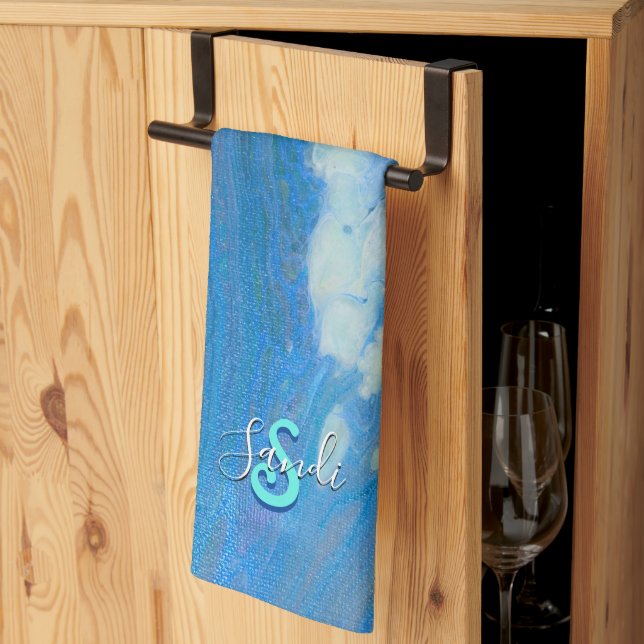 Ocean Stream Acrylic Fluid Art Kitchen Towel (Thirds Fold)