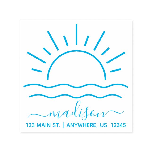 Ocean Sun Personalized Self Inking Stamp (Design)