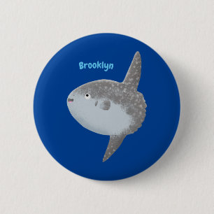 Ocean sunfish mola mola cute cartoon  2 inch round button