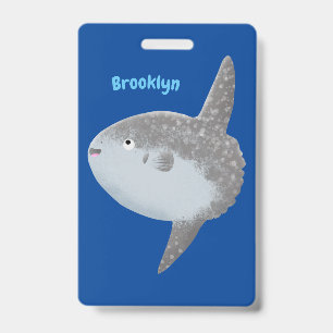 Ocean sunfish mola mola cute cartoon badge