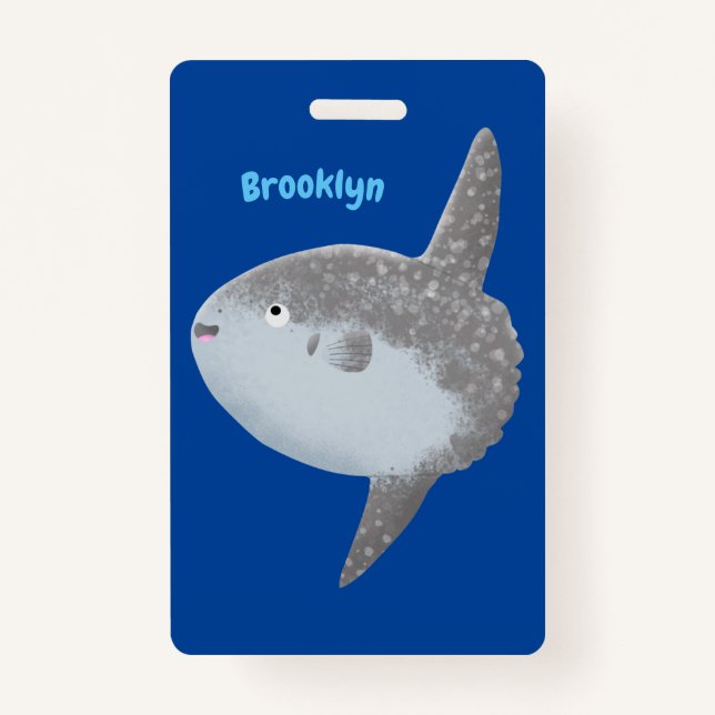 Ocean sunfish mola mola cute cartoon badge (Front)