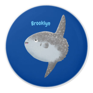 Ocean sunfish mola mola cute cartoon ceramic knob