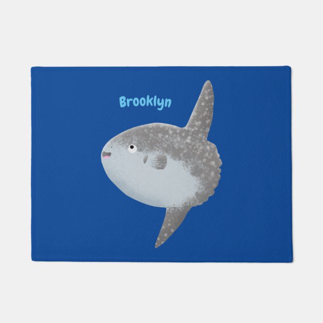 Ocean sunfish mola mola cute cartoon  doormat (Front)