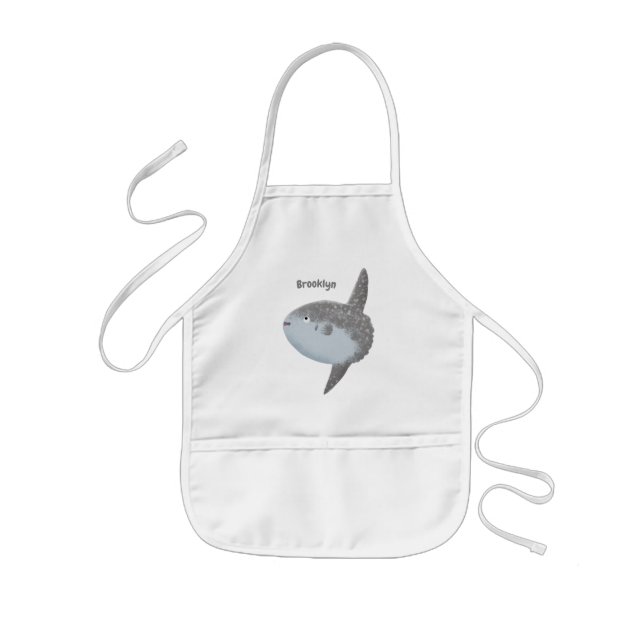 Ocean sunfish mola mola cute cartoon kids apron (Front)