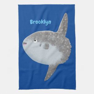 Ocean sunfish mola mola cute cartoon kitchen towel