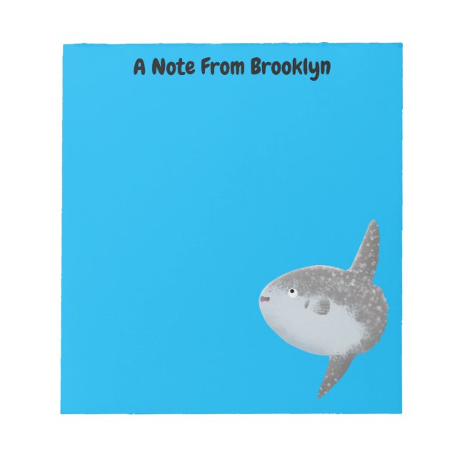 Ocean sunfish mola mola cute cartoon  notepad (Front)
