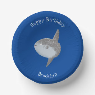 Ocean sunfish mola mola cute cartoon paper plate