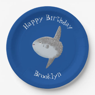 Ocean sunfish mola mola cute cartoon paper plate