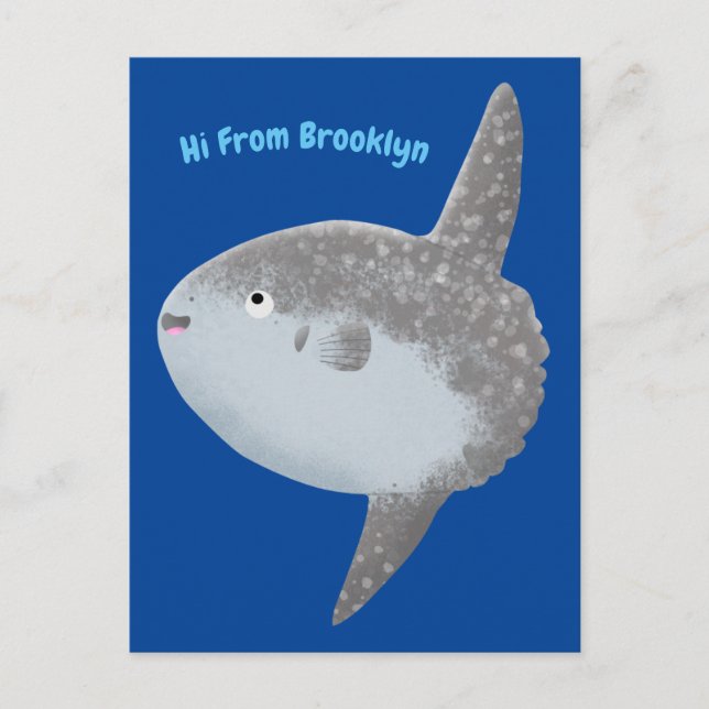 Ocean sunfish mola mola cute cartoon postcard (Front)