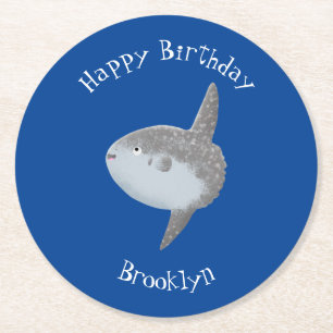 Ocean sunfish mola mola cute cartoon round paper coaster
