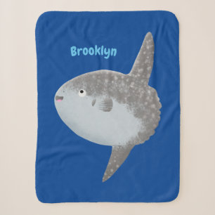 Ocean sunfish mola mola cute cartoon sherpa blanket