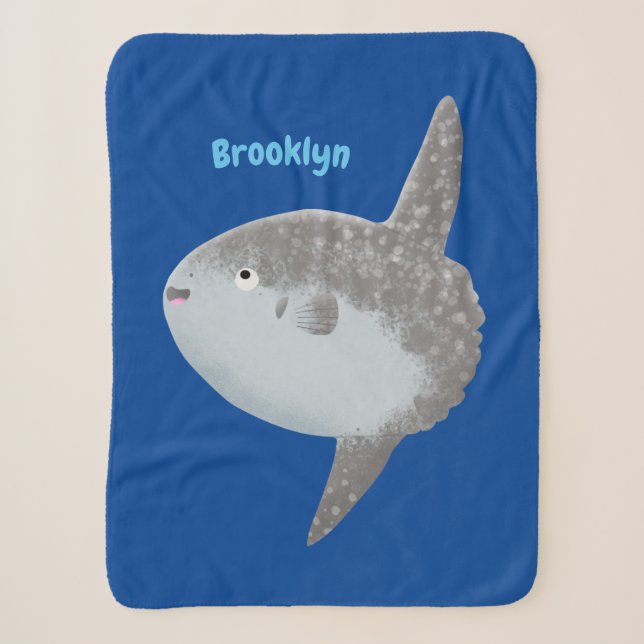 Ocean sunfish mola mola cute cartoon  sherpa blanket (Front)