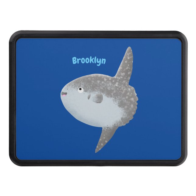 Ocean sunfish mola mola cute cartoon  trailer hitch cover (Front)