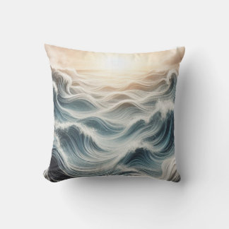 Ocean Sunrise Chaos Throw Pillow
