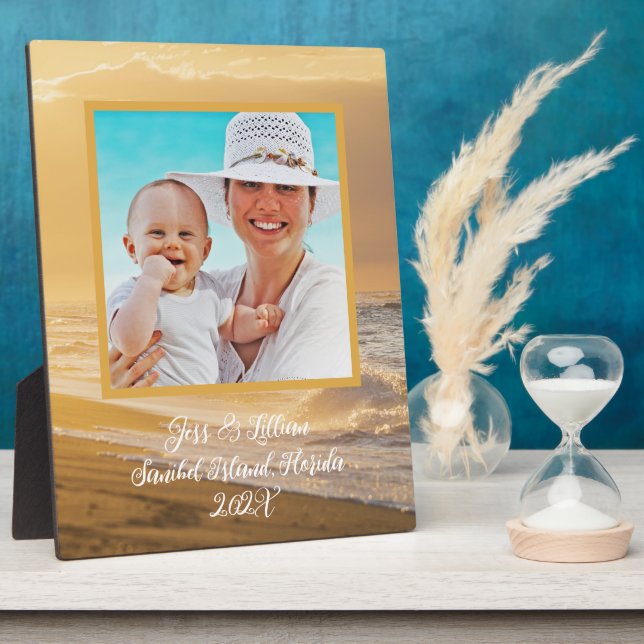 Ocean Sunrise Photo Keepsake With Text Plaque (Side)