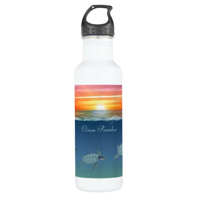 Ocean Sunrise & Turtles Bouteille d'eau (Devant)