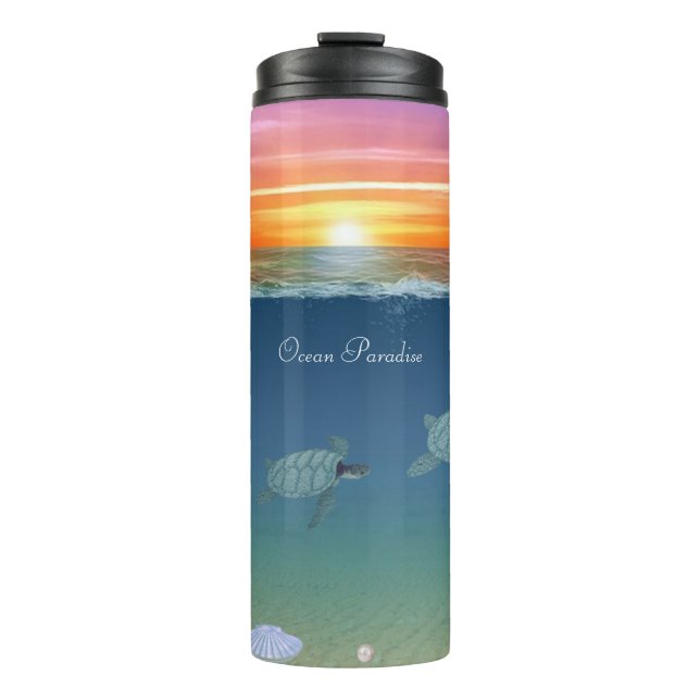 Ocean Sunrise & Turtles Thermal Tumbler (Front)
