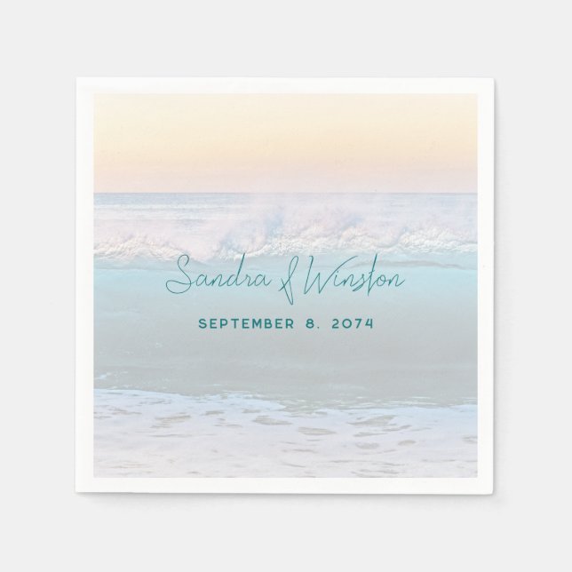 Ocean Sunrise Wedding Reception Paper Napkins (Front)