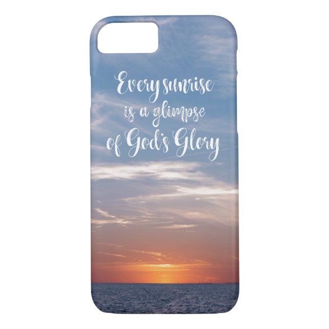 Ocean Sunrise with glimpse of God's Glory Quote Case-Mate iPhone Case (Back)
