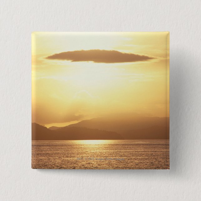 Ocean sunset 2 inch square button (Front)