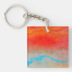 Ocean Sunset Abstract Keychain
