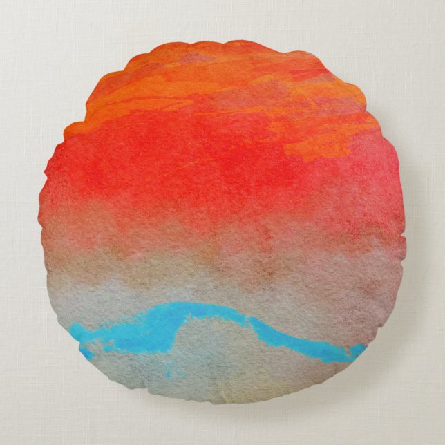 Ocean Sunset Abstract Throw Pillow (Front)