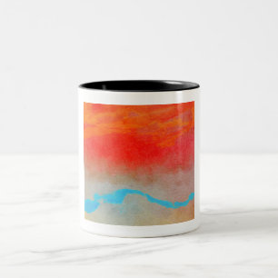 Ocean Sunset Abstract Two-Tone Coffee Mug
