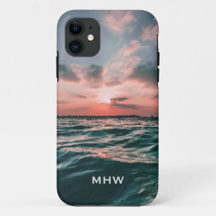 Ocean Sunset custom monogram phone cases