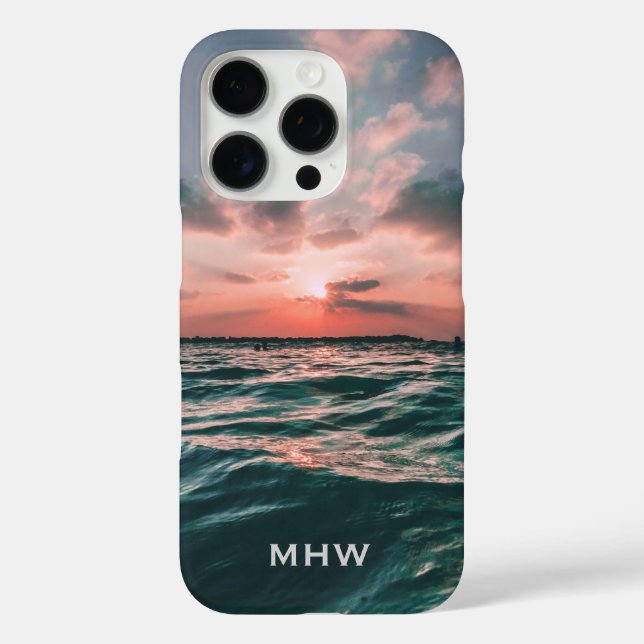 Ocean Sunset custom monogram phone cases (Back)