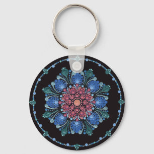 Ocean Sunset Dot Mandala Keychain