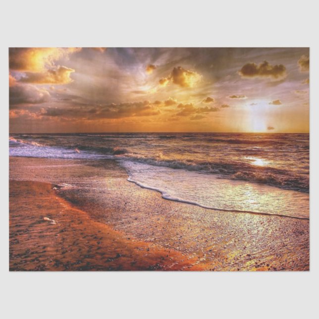 Ocean Sunset Evening Background Decoupage  Tissue Paper (Front)