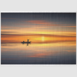Ocean Sunset Fishing Boat Decoupage Tissue Paper