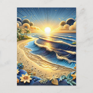 Ocean Sunset   Happy Birthday Postcard