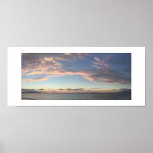 Ocean Sunset Hawaii Panoramic Colour Photography Poster
