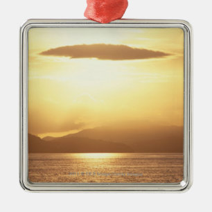 Ocean sunset metal ornament