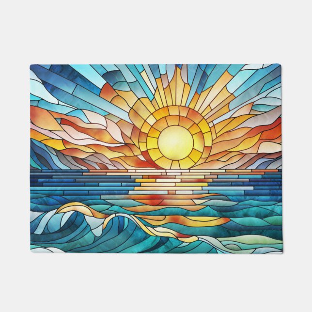 Ocean Sunset mosaic art Doormat (Front)