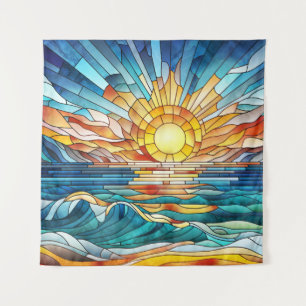 Ocean Sunset mosaic art Tapestry