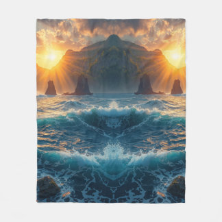 Ocean Sunset Mountain Quote Nature Cozy  Fleece Blanket