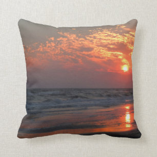 Ocean Sunset - Oak Island, NC Throw Pillow