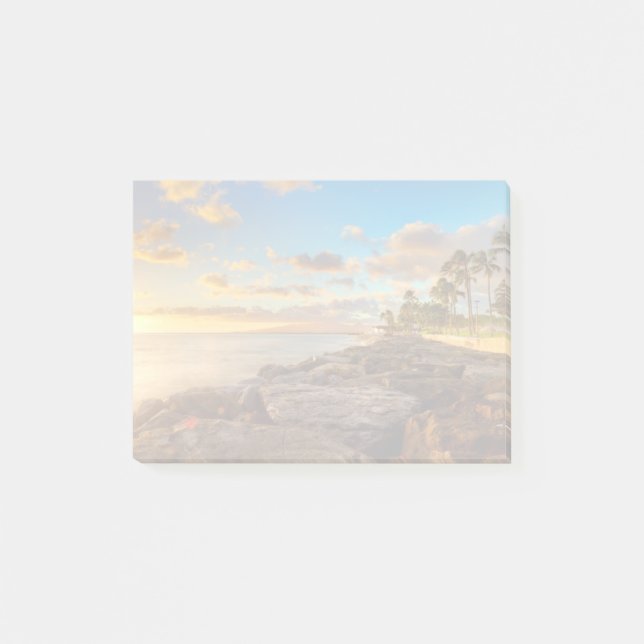 Ocean Sunset Over Rocks And Palm | O'Ahu Post-it Notes (Front)