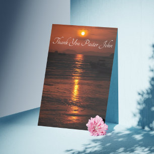 Ocean Sunset Pastor Appreciation  Thank You Card