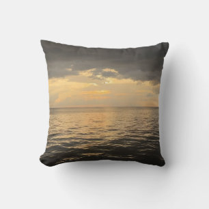Ocean Sunset Reflection Photography -Beautiful Sea Throw Pillow