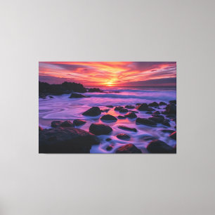 Ocean Sunset Rocks Seascape Art Canvas Print