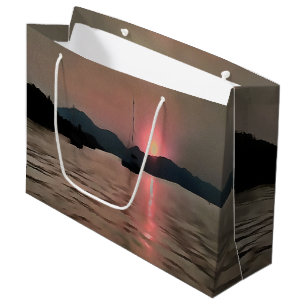 Ocean Sunset Sailboat Sunset Bozburun Marmaris Large Gift Bag