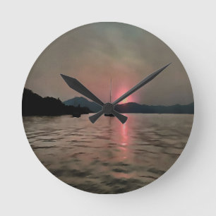 Ocean Sunset Sailboat Sunset Bozburun Marmaris Round Clock