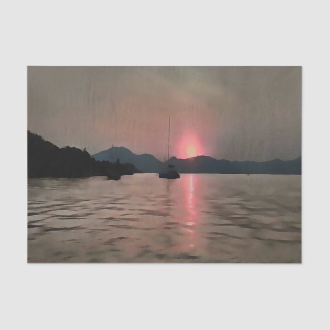 Ocean Sunset Sailboat Sunset Bozburun Marmaris Tissue Paper (Front)
