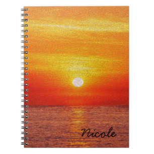 Ocean Sunset Summer Beach Waves custom Notebook
