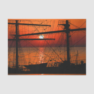 Ocean Sunset Tall Ship Sailboat Decoupage Tissue Paper