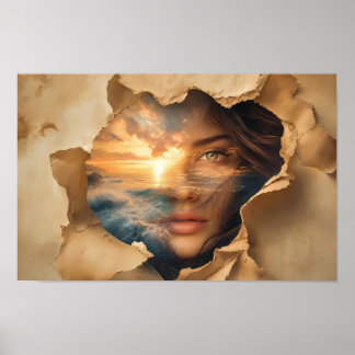 Ocean Sunset Through Her Eyes Art Poster