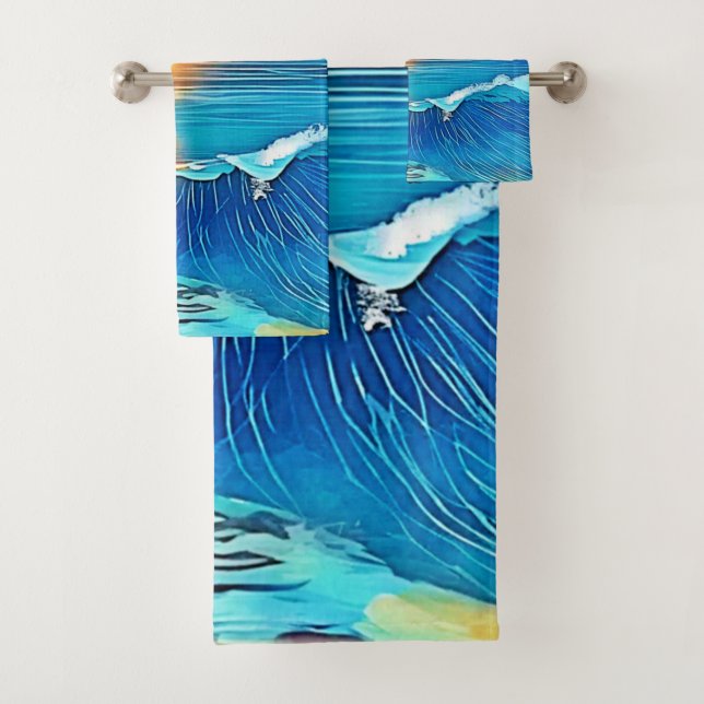 Ocean Sunset Wave Art (En situation)